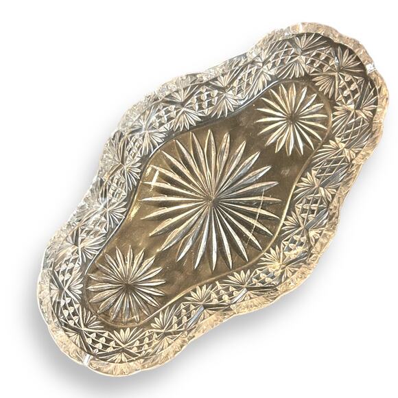 Antique Crystal Candy Celery Dish - Picture 1 of 4